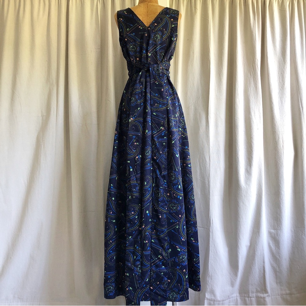 SOLD Vintage 60s Empire Maxi Dress + Matching Tassel Trim Pashmina Style Shawl - Picture 9 of 9
